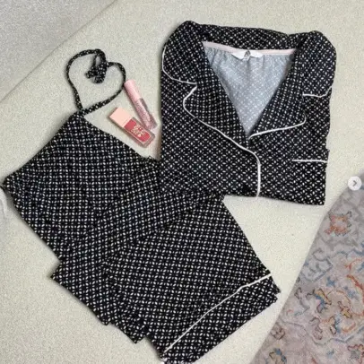 Pyjama boutonné demi manche en coton